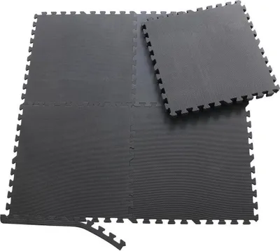 Produktbild von Sporttrend 24® 8 Schutzmatten + 16 Randstücke Set in Schwarz 60x60x1cm | 2,88qm | Bodenschutzmatte Unterlegmatte für Fitnessgeräte