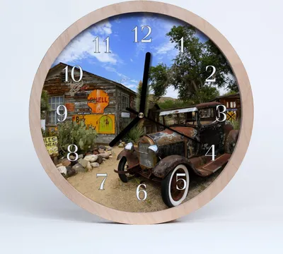 Produktbild von Holzuhr 30fi cm wanduhr - Altes Auto-Auto