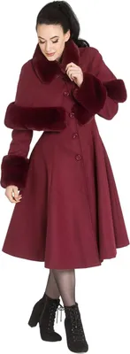 Produktbild von Hell Bunny Vintage Mantel - Capulet Coat Dunkelrot S