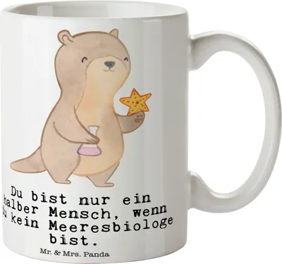 Produktbild von Mr. & Mrs. Panda Kaffeetasse Meeresbiologe Herz - Weiß - Geschenk, Studium, haferl, Meeresforscher, Kaffeepott, Lustig, Kaffeebecher, Keramiktasse, Witzig, Spruch