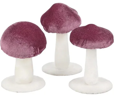 Productafbeelding van Kunstmatige decoratieve paddenstoelen, fluweel, herfst, roze, 3 stuks