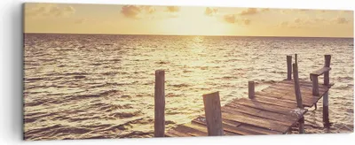 Produktbild von Bild auf Leinwand - Leinwandbild - Einteilig - Brücke Sonne Ozean - 140x50cm - Wand Bild - Wanddeko - Wandbilder - Leinwanddruck - Bilder - Wanddekoration - Leinwand bilder - Wandbild - AB140x50-4168