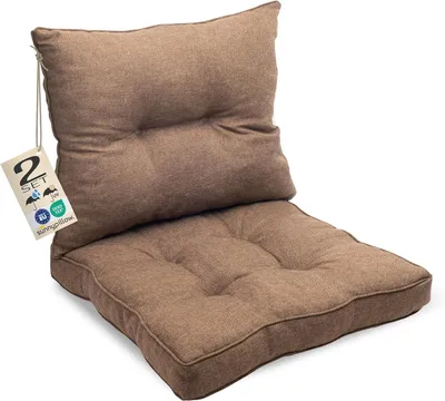 Produktbild von sunnypillow Polster für Gartenmöbel - 2er Set : Sitzkissen 70 x 70 cm + Rückenlehne 70 x 40 cm - Polsterauflagen für Rattanmöbel - Kissen Braun