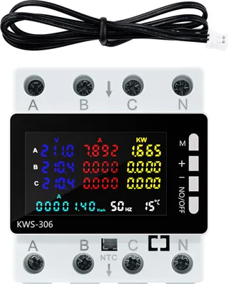 Produktbild von KWS-306 Multifunktionaler Energiezähler 3-Phasen 4-Draht DIN Rail Voltmeter Watt KWh Stromzähler