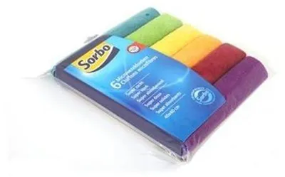 Zdjęcie produktu dla Ściereczki z mikrofibry Sorbo – zestaw 6 sztuk – 40 x 40 cm – wielokolorowe – czyszczenie bez smug