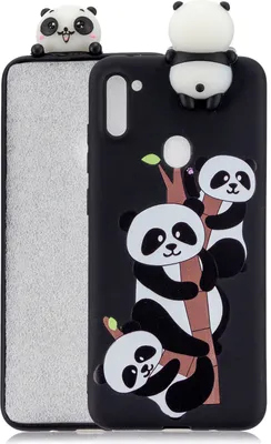 Image de Pour Samsung A11 Soft TPU Back Cover 3D Cartoon peinture téléphone portable affaire Trois Pandas