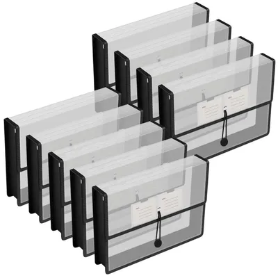 Productafbeelding van Documentenmappen A4, kunststof, 9 stuks, zwart, waterdicht, met drukknop