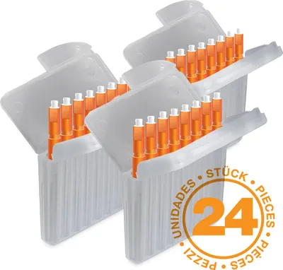 Produktbild von JB White 24 Stück Cerumenfilter für Hörgeräte kompatibel mit Starkey Hear Clear Hörgeräten und Kind evo / evoR | Cerumen Filter Höhe: 1,5 mm | Durchmesser 1,7 mm, orange