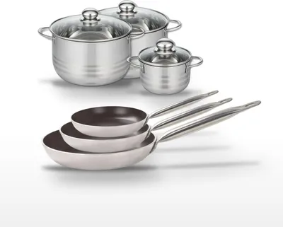 Image de Lot 3 Poêles 24/28/32 cm et 3 Faitouts 14/20/24 cm Elo Bistro Line