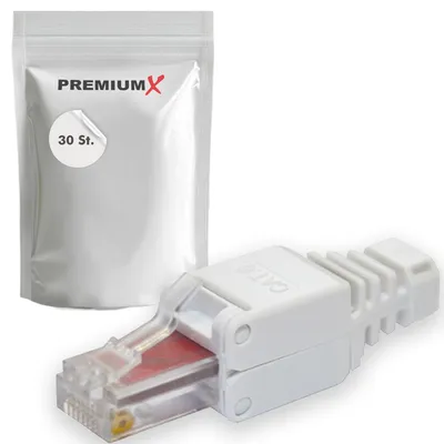 Immagine prodotto di Connettori di rete PremiumX, 30 pezzi, CAT 6, CAT6, CAT5e, RJ45, senza necessità di attrezzi, per LAN, PC, Ethernet
