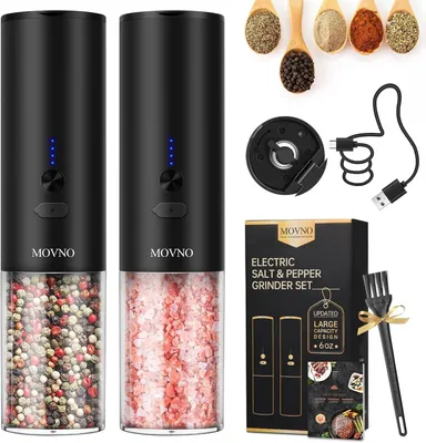 Obrázok produktu pre Elektrický mlynček na soľ a korenie s akumulátorom, USB, čierny