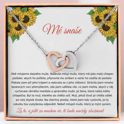 Obrázek produktu pro Lovilion Náhrdelník HEARTS s propletenými srdíčky a se vzkazem "Mé snaše" - EVELYN_HEARTS