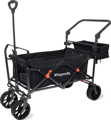 Produktbild von LifeGoods Bollerwagen - Faltbar - Bis 120KG - 90L - Waschbares Polyester - 120x80cm - Schwarz