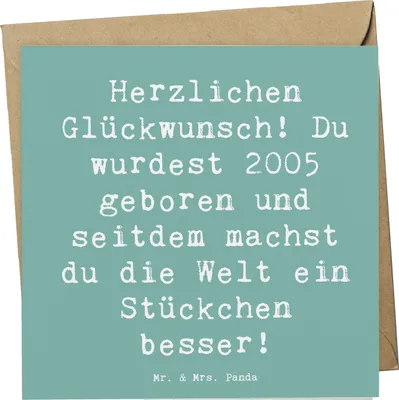 Produktbild von Mr. & Mrs. Panda Grußkarte Spruch 2005 Geburtstag - Meeresbrise - Geschenk, Freude, Jubilar, Geburtstagsgeschenk, Glückwunschkarte, faltkarte, Klappkarte, Happy Birthday