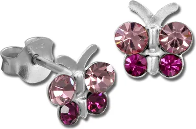 Produktbild von Teenie-Weenie Ohrstecker Kinder Silber rosa Schmetterling Ohrringe SDO8014A