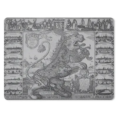 Produktbild von MuchoWow® Mauspad Mousepad Schwarz-weiße Karte der Niederlande in Form eines Löwen 40x30 cm - Mousepads - Maus Mat - Pad - Mausunterlage - Anti Rutsch