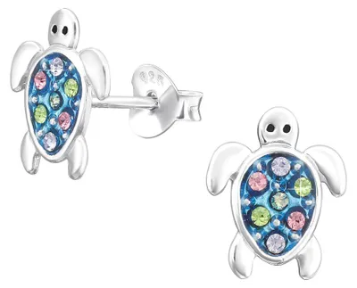 Produktbild von Ohrstecker Schildkröte: Bunte Ohrringe Silber 925
