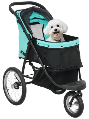 Productafbeelding van PawHut hondenwagen, inklapbaar, geschikt voor kleine honden tot 10 kg, met rubberen wielen