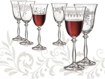 Produktbild von Rotweingläser Weinglas Royal, verschiedenen Eingravierungen, 350 ml, 6er Set Kristallglas Bohemia,