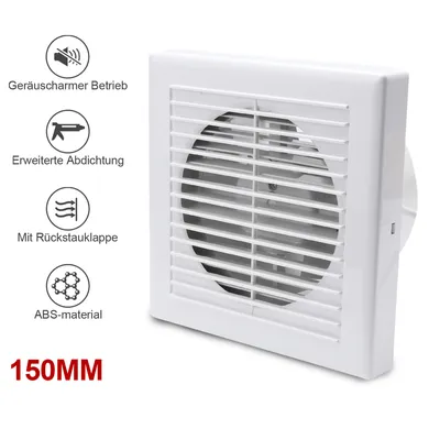 Produktbild von Lospitch Badlüfter Einbauventilatoren Ventilator Wandluefter Leise Weiss WC 150mm Mit Rueckflussleitblech