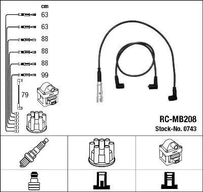 Produktbild von NGK Zündkabelsatz RC-MB208 für
