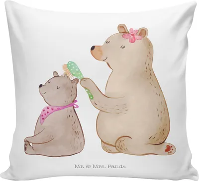 Produktbild von Mr. & Mrs. Panda kuschelkissen 40x40 Bär Kind - Weiß - Geschenk, Mutter, Kissen, Familie, Muttertag, Kuschel, Mama, Opa, Sofa, Zierkissen, bedruckt