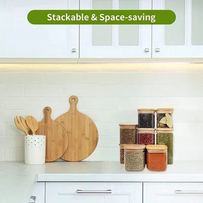 Produktbild von Gläser für Kräuter und Tee - 12 Stück - Holzdeckel - 430/600 ml