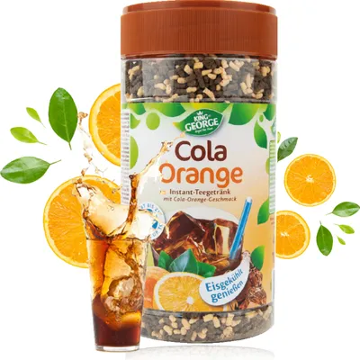 Produktbild von KING GEORGE Cola Orange 400g Instantgetränk Ergibt ca. 4L pro Dose