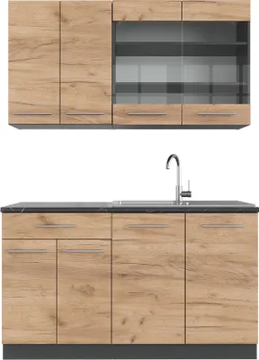 Produktbild von Singleküche Vicco Fame-Line Goldkraft Eiche/Anthrazit 140 cm ohne Arbeitsplatte, Model 38635