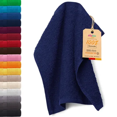 Produktbild von EllaTex PARIS Seiftuch 30x30 cm – 100% Baumwolle, 500 g/m² Frottier, flauschig & saugstark, in Farbe: Navy