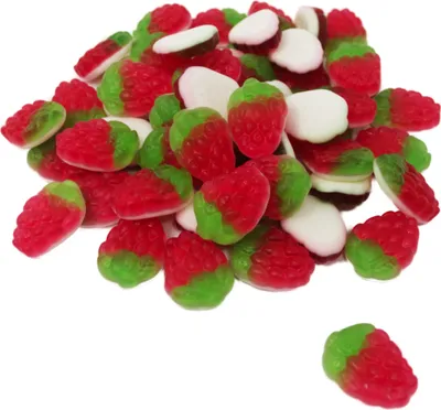 Produktbild von Fruchtgummi Erdbeeren mit weißem weichen Schaumzuckerboden 175g