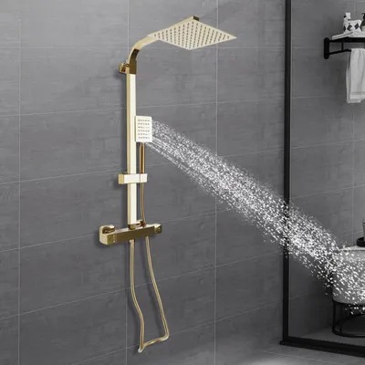 Obrázek produktu pro Termostatická sprchová baterie - Sprchová baterie - Směšovací baterie - Baterie pro vanu - Mosaz, zlatá barva