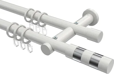 Produktbild von Interdeco Gardinenstange / Vorhangstange Weiß, Typ Platon Mavell (Zylinder Bicolor), 20 mm Ø 2-läufig, 440 cm