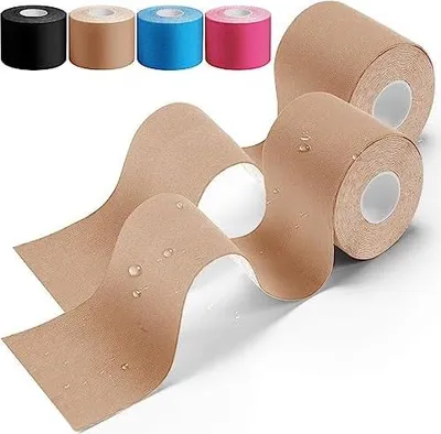 Produktbild von HONYAO® Kinesiotapes 2 Rollen, Kinesiologie Tape (5m*5cm), Physio Tape für Schulter, Rücken, Knie, Ellenbogen und Nacken, Tape Sport, Hautfreundlich, Elastisch & Wasserfest - Hautfarben