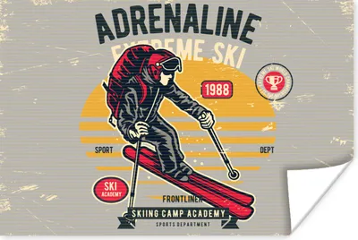 Produktbild von MuchoWow® Poster Ski - Grau - Vintage 120x80 cm - Bilder