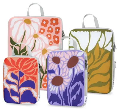 Produktbild von Packing Cubes Kompressionswürfel Kofferorganizer - 4-teilig - Wasserabweisend - Schwarz - Für Handgepäck und Reise