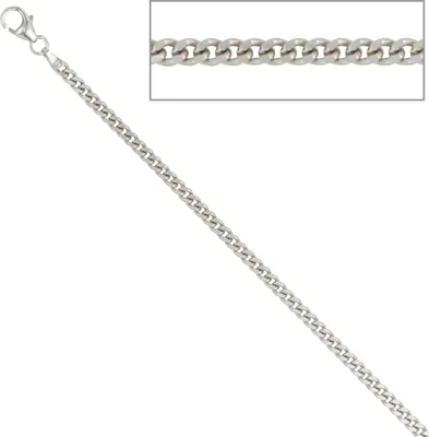Produktbild von JOBO Panzerkette 925 Sterling Silber 2,5 mm 50 cm Halskette Kette Karabiner