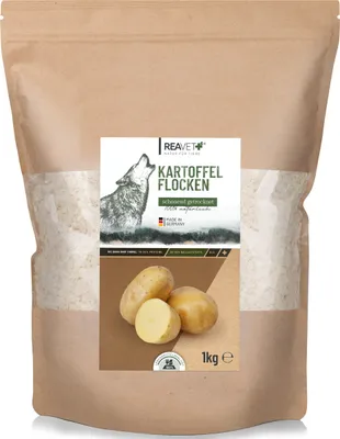 Produktbild von REAVET Kartoffelflocken Hund 1kg, Kartoffelflocken Hunde, Gemüseflocken Hunde getreidefrei, Gemüseflocken Hunde Barf, Barf Zusatz Hund