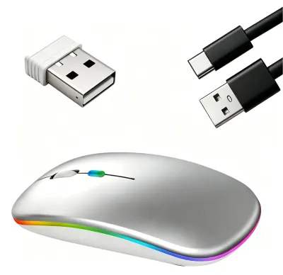 Obrázek produktu pro Bezdrátová Bluetooth myš s možností dobíjení, tichá myš s duálním režimem