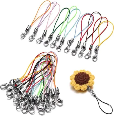 Imagen del producto de Cordones de nylon para móviles, paquete de 50 unidades, llaveros de colores con mosquetón, para teléfonos móviles