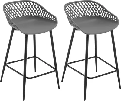 Produktbild von WOLTU Barhocker, mit hohler Rückenlehne, Fußstütze, Metallbeinen, aus PP-Kunststoff, Grau