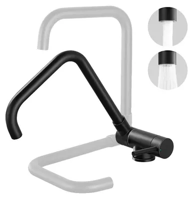 Immagine prodotto di Rubinetto da cucina pieghevole, girevole a 360°, con doppia funzione spray, colore nero, attacco G3/8