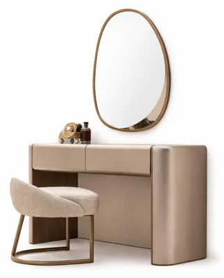 Produktbild von Designer Schminktisch Set mit Spiegel und Hocker für modernes Schlafzimmer