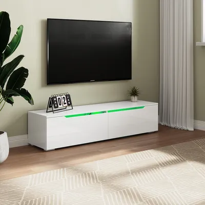 Produktbild von SONNI TV-Schrank weiß Hochglanz hängend 140x35x30cm mit verstellbarer LED