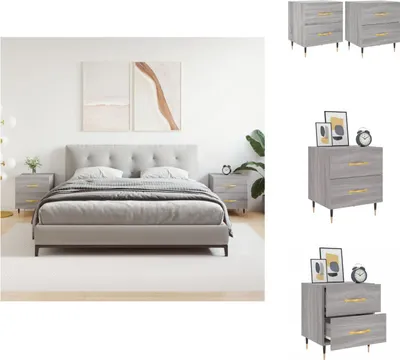 Produktbild von vidaXL Nachttische 2 Stk. Grau Sonoma 40x35x47,5 cm Holzwerkstoff -  Nachttische