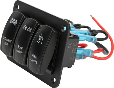 Obrázek produktu pro 3 Gang Rocker Switch, Rocker Switch Panel, Led Light Bar Switch, Marine Boats Switch Panel, 3 Gang Toggle Switch, Car LED Switch Panel