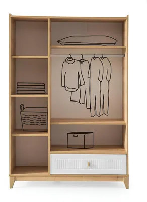 Produktbild von Stilvoll Kleiderschrank Weiße Holz Schrank Design Kinderzimmer Möbel