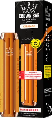 Produktbild von Al Fakher 600 Akkuträger Orange – wiederaufladbarer Akku für 2-ml Pods, kompatibel mit Elfbar-ähnlichen Steckpods, 500 mAh, USB-C