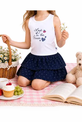 Produktbild von Stummer Mädchen Sommerkleid – Größe 140 – Maritimer Look in  – Für kleine Meer-Fans