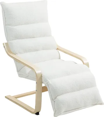 Produktbild von Lounge-Sessel aus Birkenholz, Polstersessel, verstellbare Fußstütze, Weiß